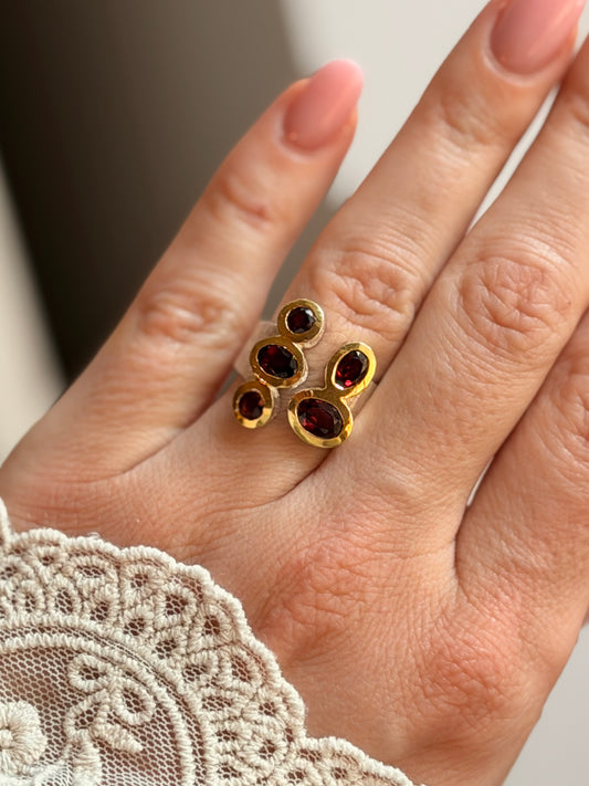 Sidabrinis žiedas su granatu “Penki”