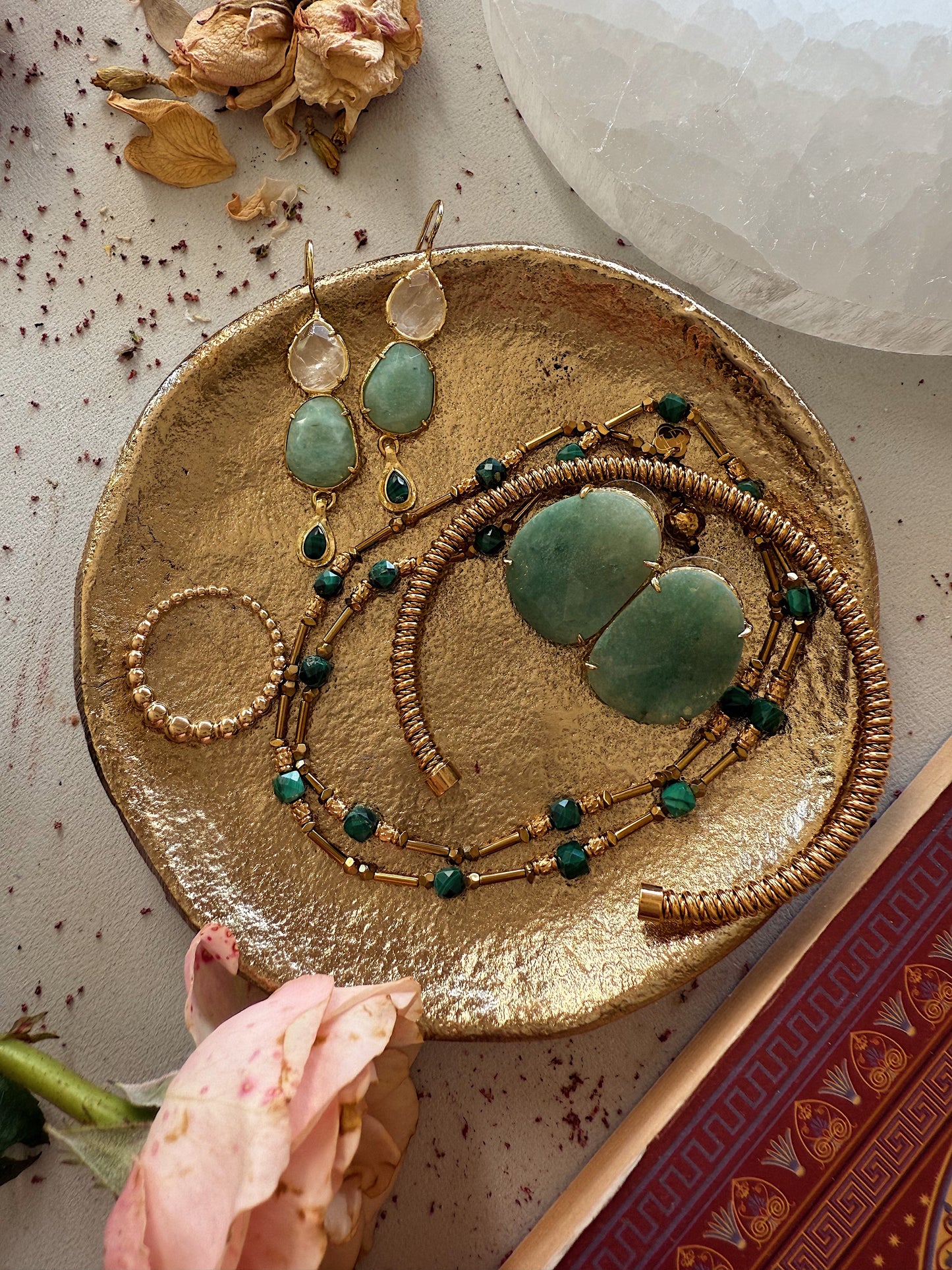 Amazonite and crystal earrings