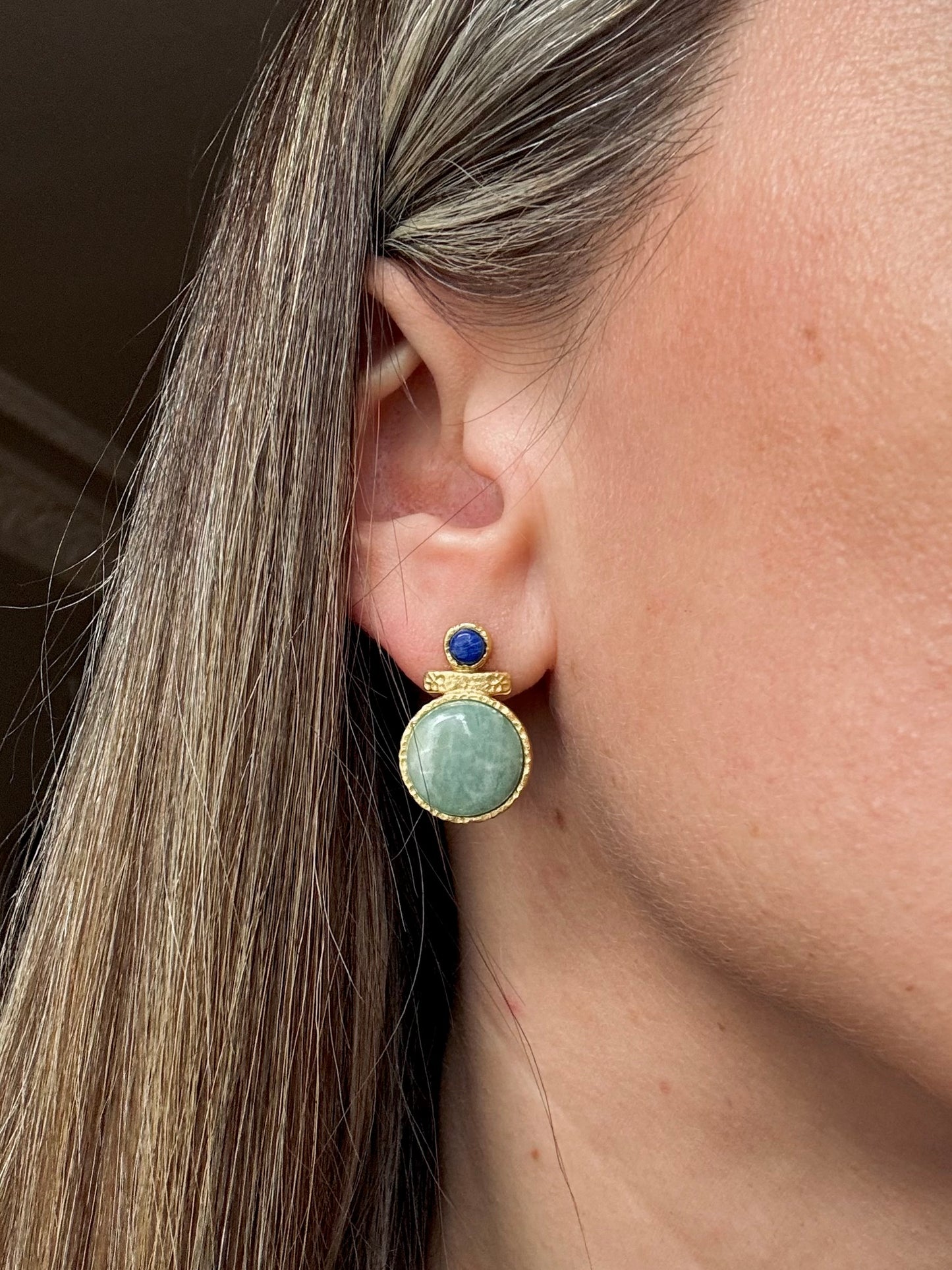 Amazonito ir lazurito auskarai