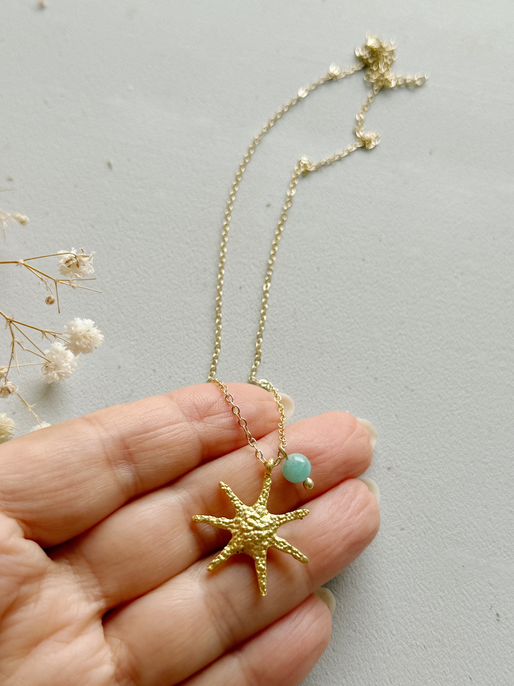 Amazonito kaklo papuošalas "Žvaigždė"