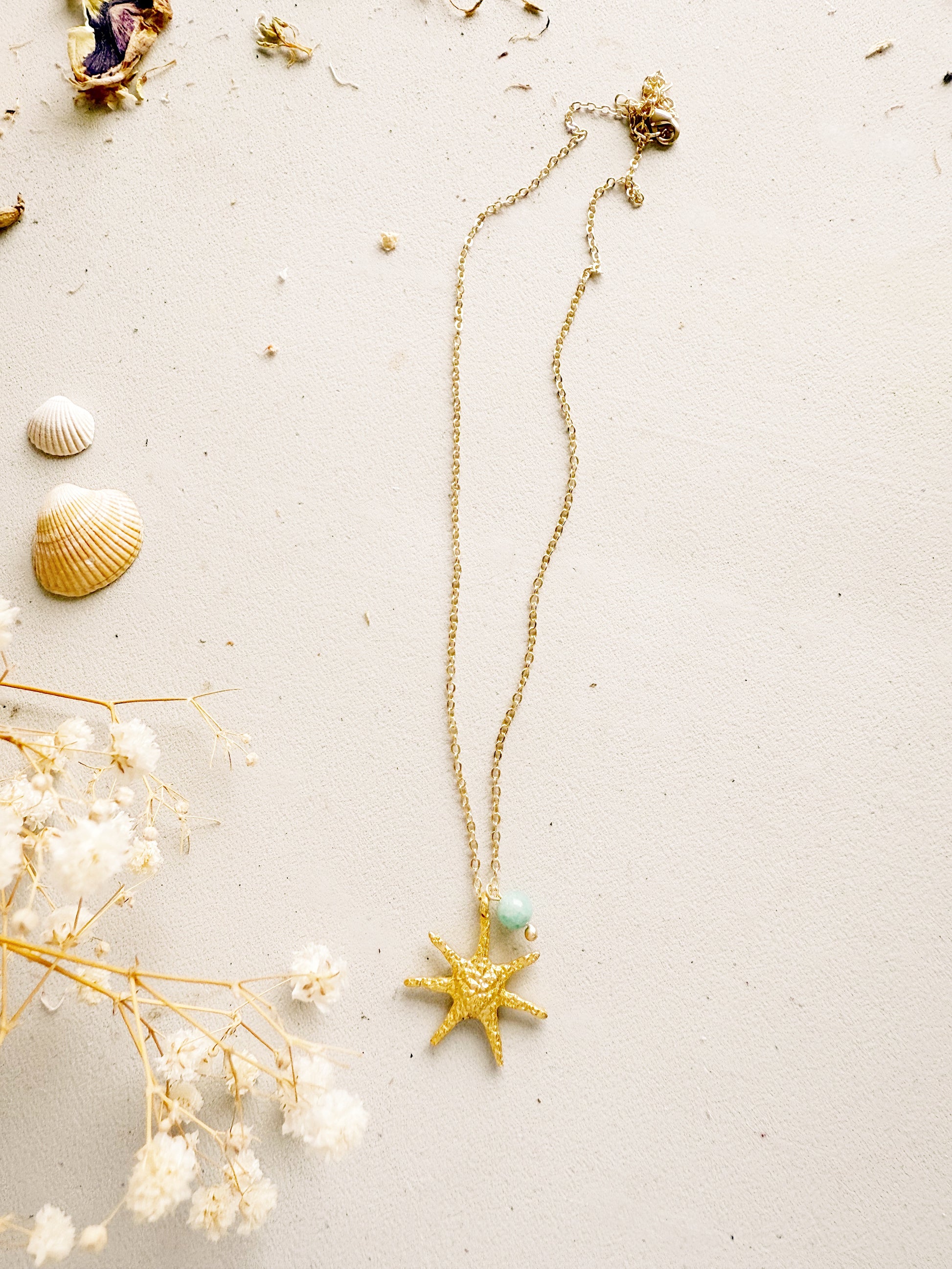 Amazonito kaklo papuošalas "Žvaigždė"