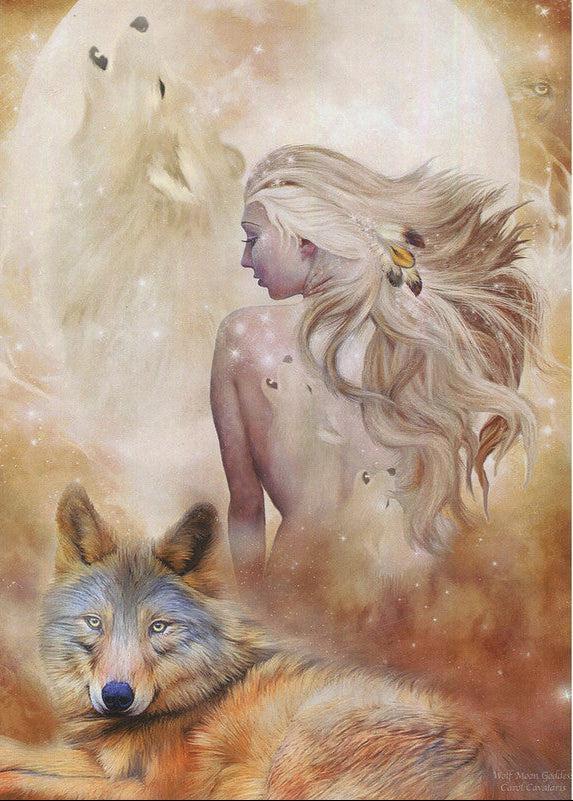 Atvirukas su voku "Moon Goddess Wolf" (tuščias)