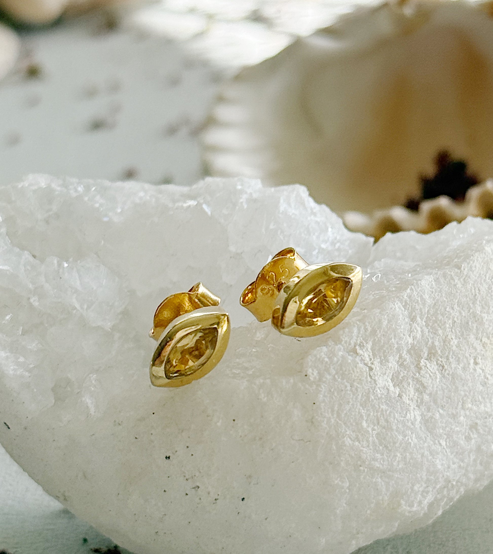 Auskarai su citrino kristalais