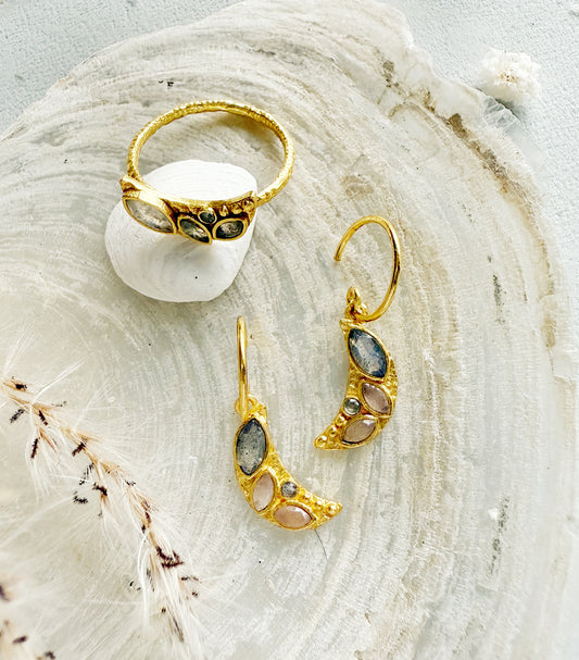 Ring with crystals “Moon”