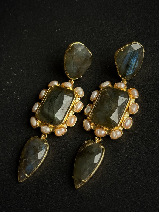 Auskarai su labradoritu "Karališki"