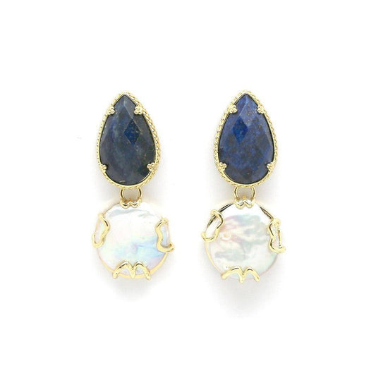 Auskarai su lazuritu ir perlu