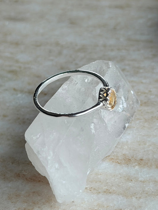 Silver ring with citrine
