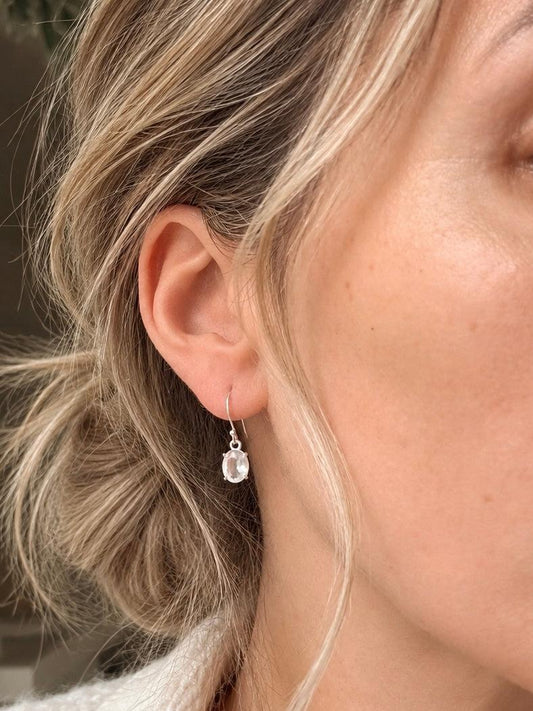 Silver earrings with rose quartz