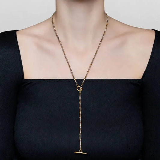 Long garnet crystal necklace