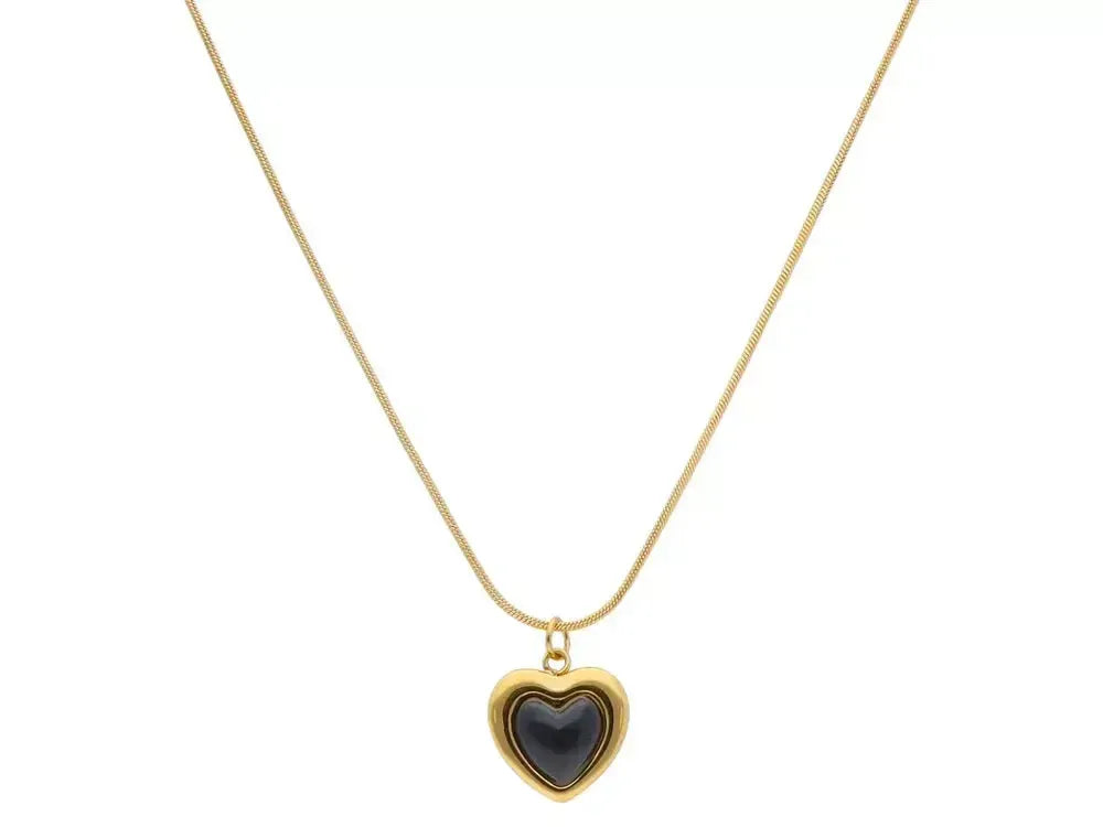 Onyx necklace and earrings set “Heart”