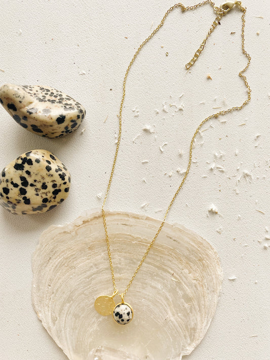 necklace with dalmatian jasper crystal