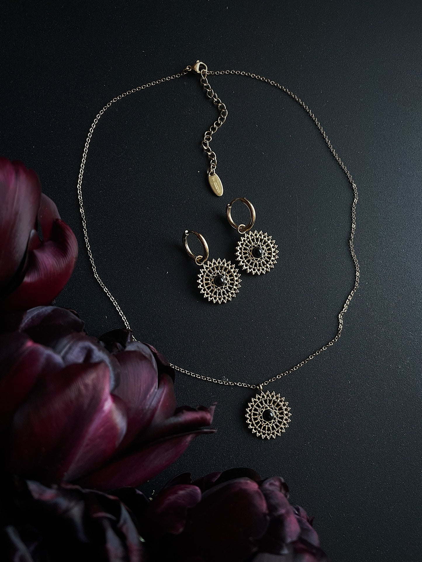 Necklace and earrings set “Night Mandala”