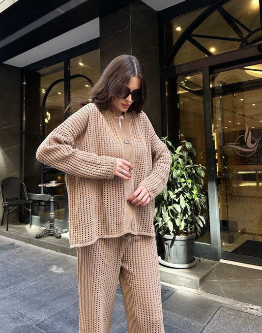 Pants and blouse set "Caramel Journeys"