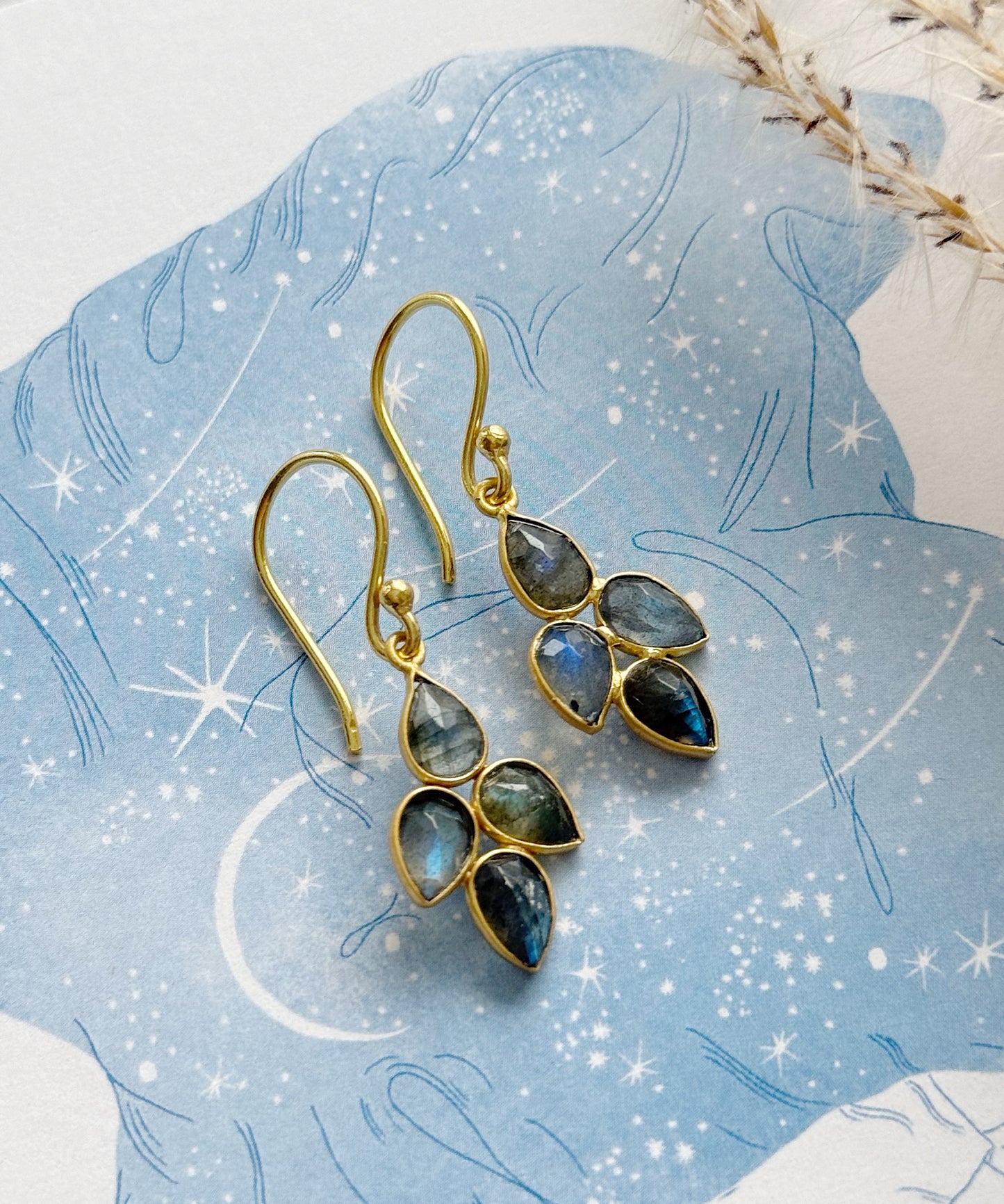 Labradorito auskarai “Lašeliai”