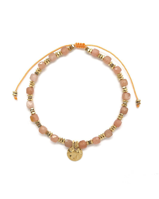 Persikinio mėnulio akmens apyrankė