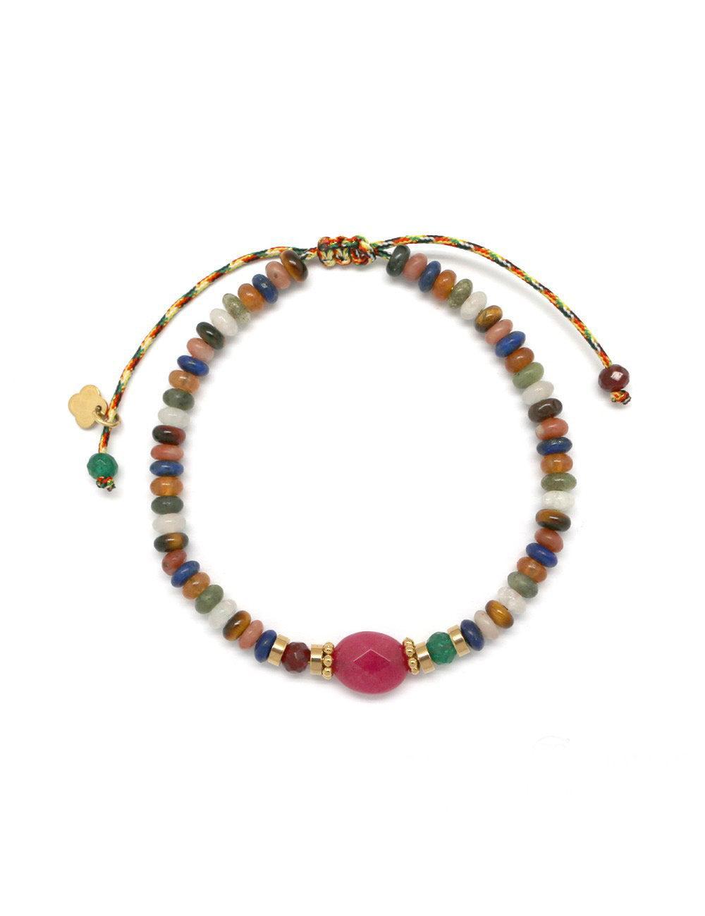 Rodonito ir įvairių kristalų apyrankė