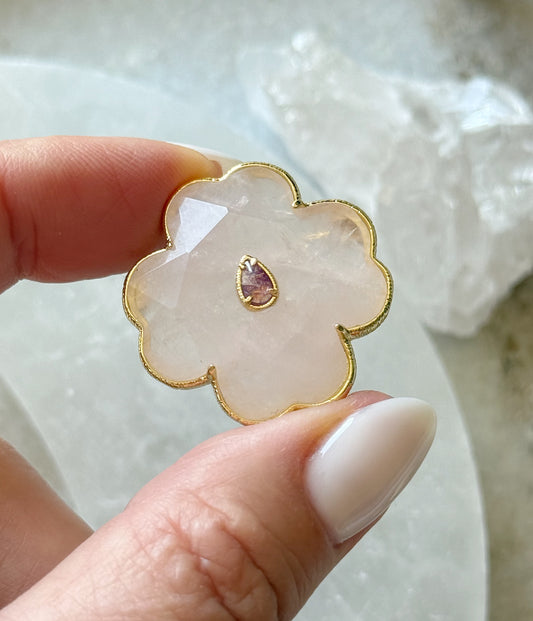 Rožinio kvarco sagė "Sėkmės dobilas"