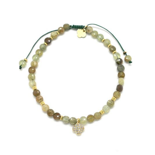 Serpentino kristalų apyrankė "Laimės dobilas"