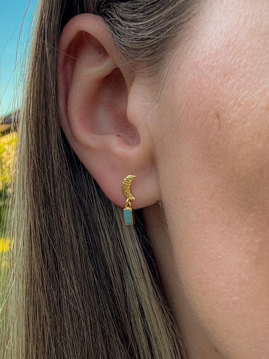 Sidabriniai Amazonito auskarai “Mėnulis”