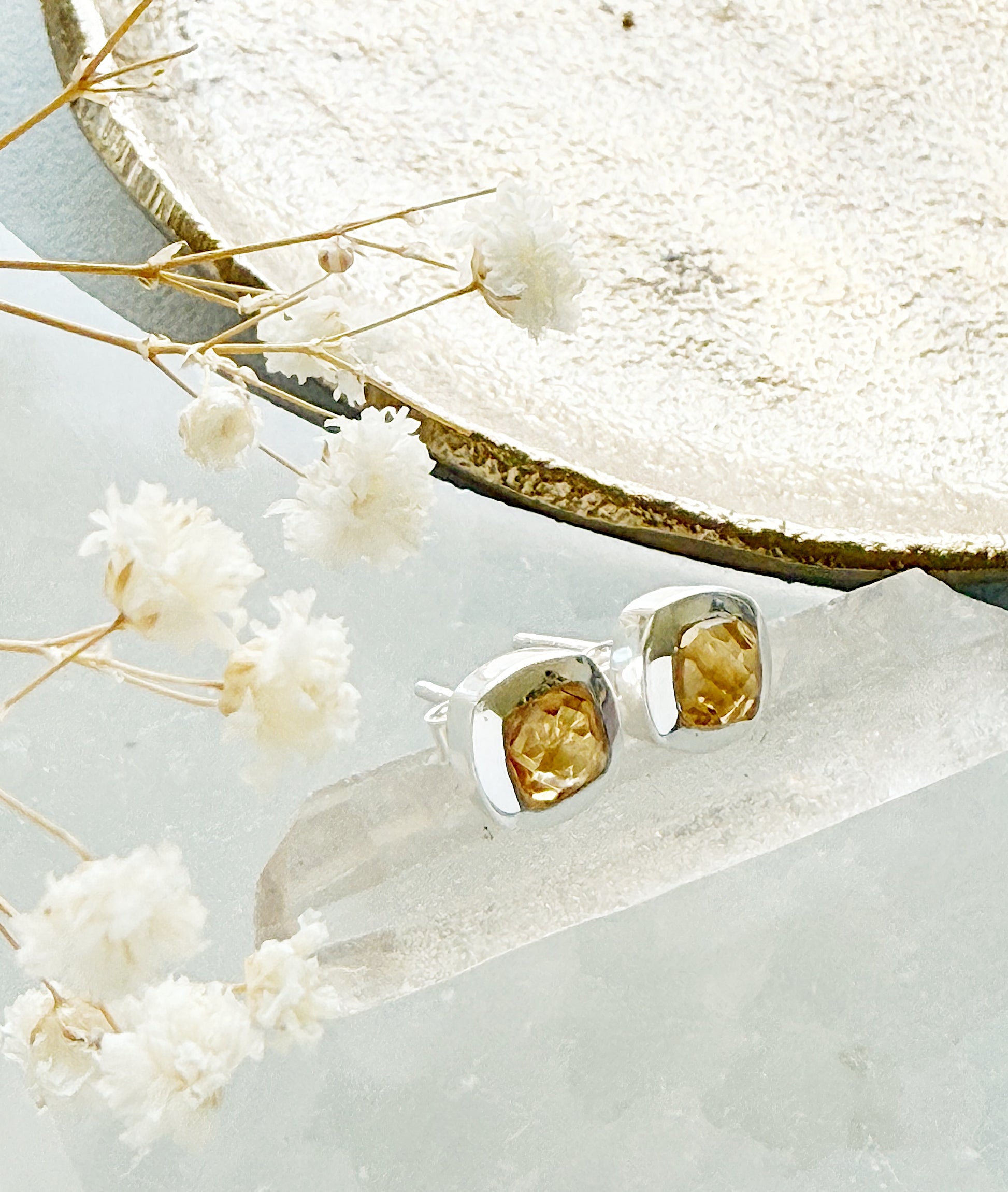 Sidabriniai Citrino Auskarai