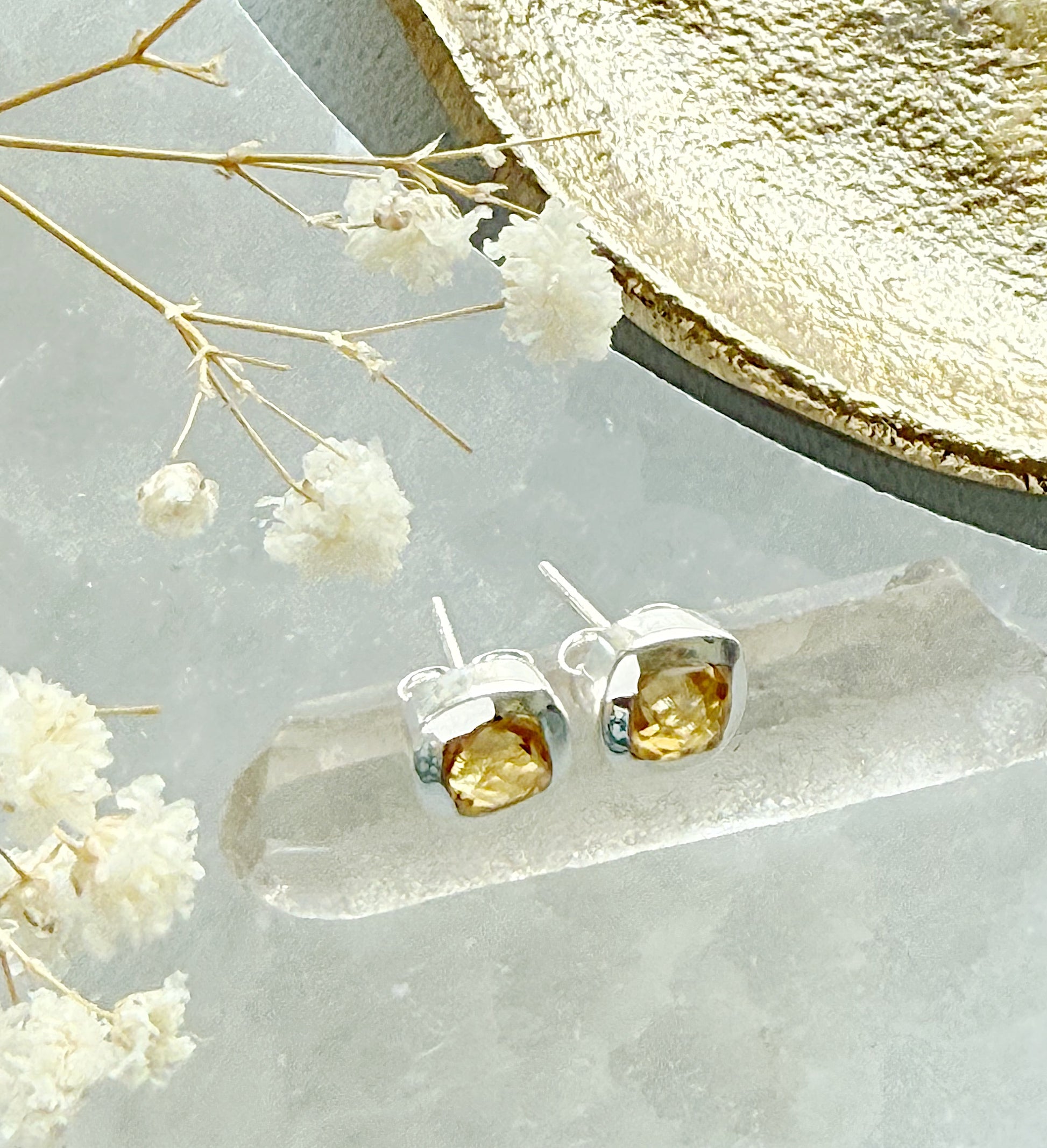 Sidabriniai Citrino Auskarai