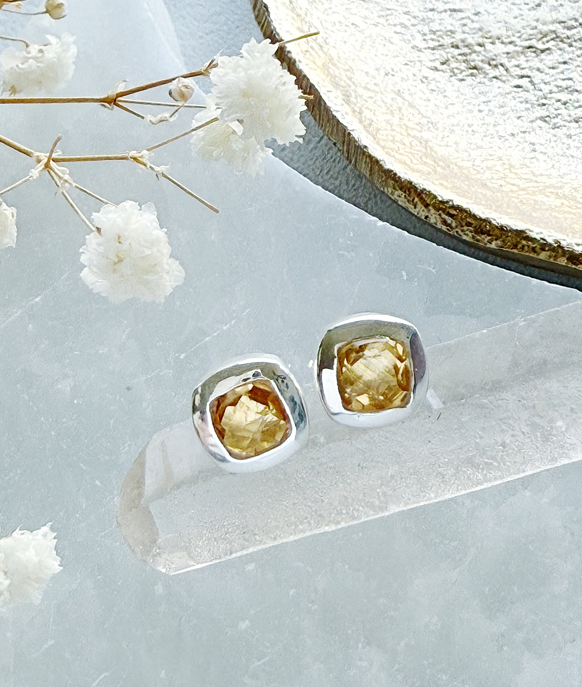 Sidabriniai Citrino Auskarai