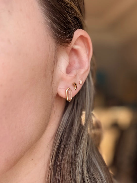 silver earrings with chalcedony crystals