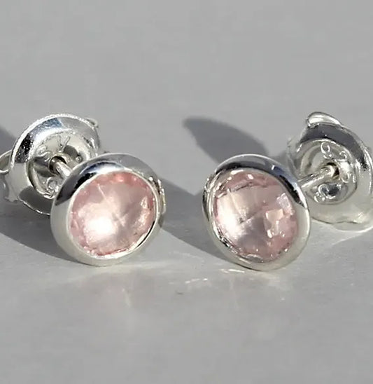 Silver rose quartz earrings