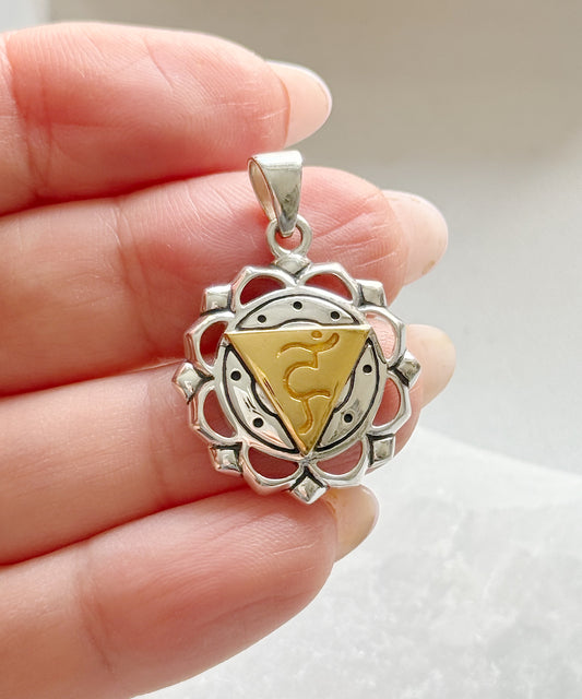 Sidabrinis gerklės čakros pakabukas „Pasitikėjimas“