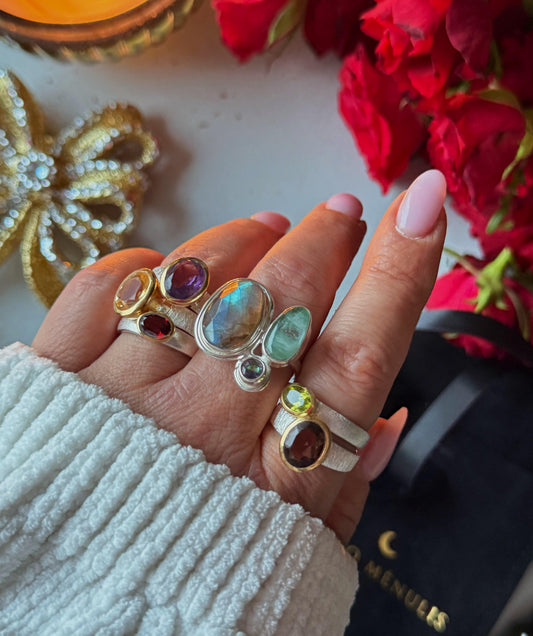 Silver ring with peridot