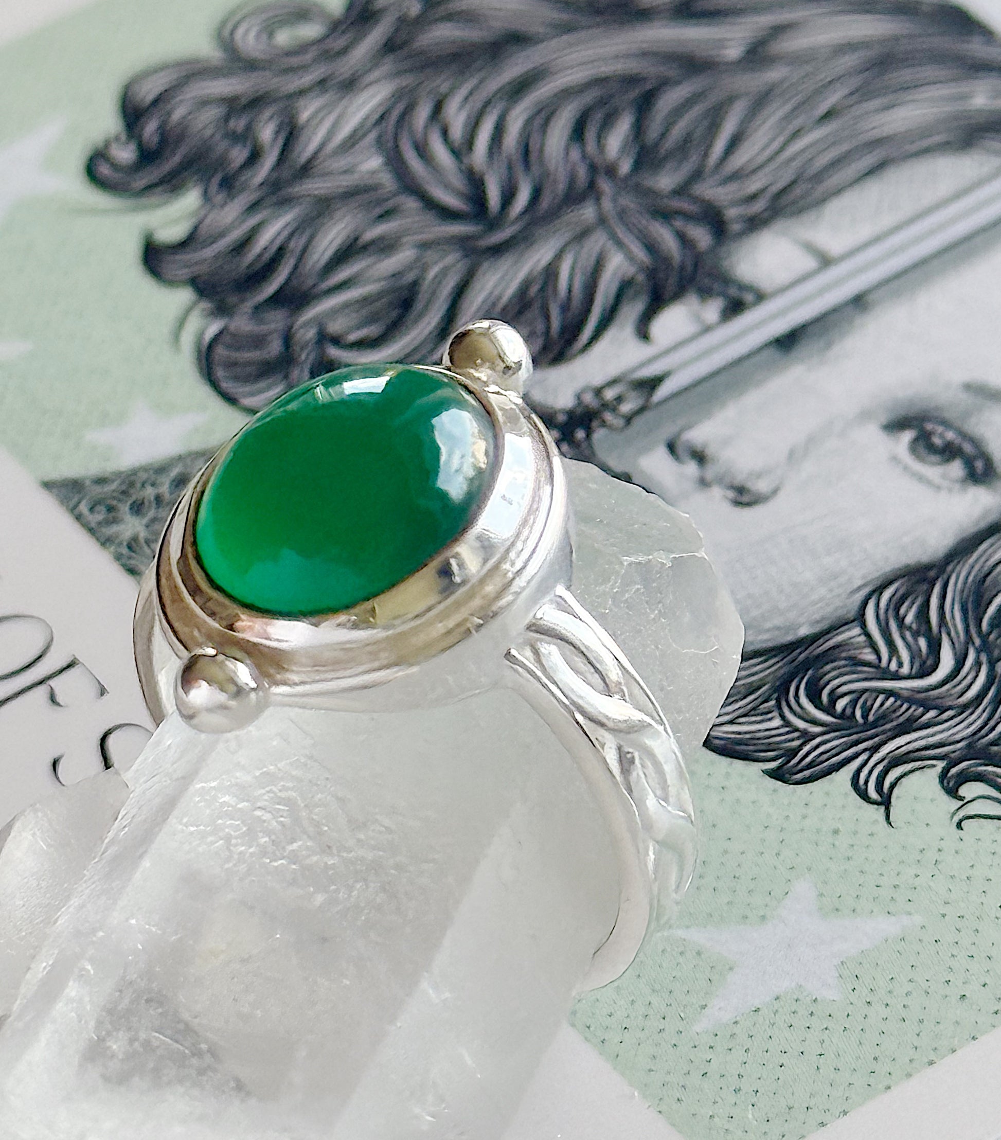 Sidabrinis žiedas su agatu “Augimas”