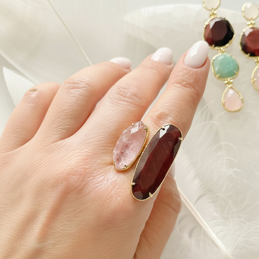 Tiger's eye and labradorite ring (size 18-20)