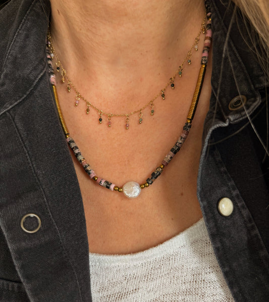 Rhodonite necklace “Heart Gates”