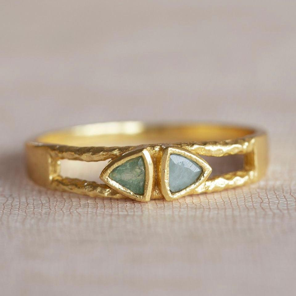 Žiedas su amazonitu ir nefritu “Drąsa”
