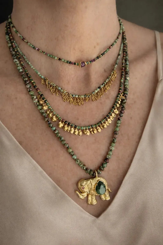 Yellow quartz necklace “Abundance Elephant”