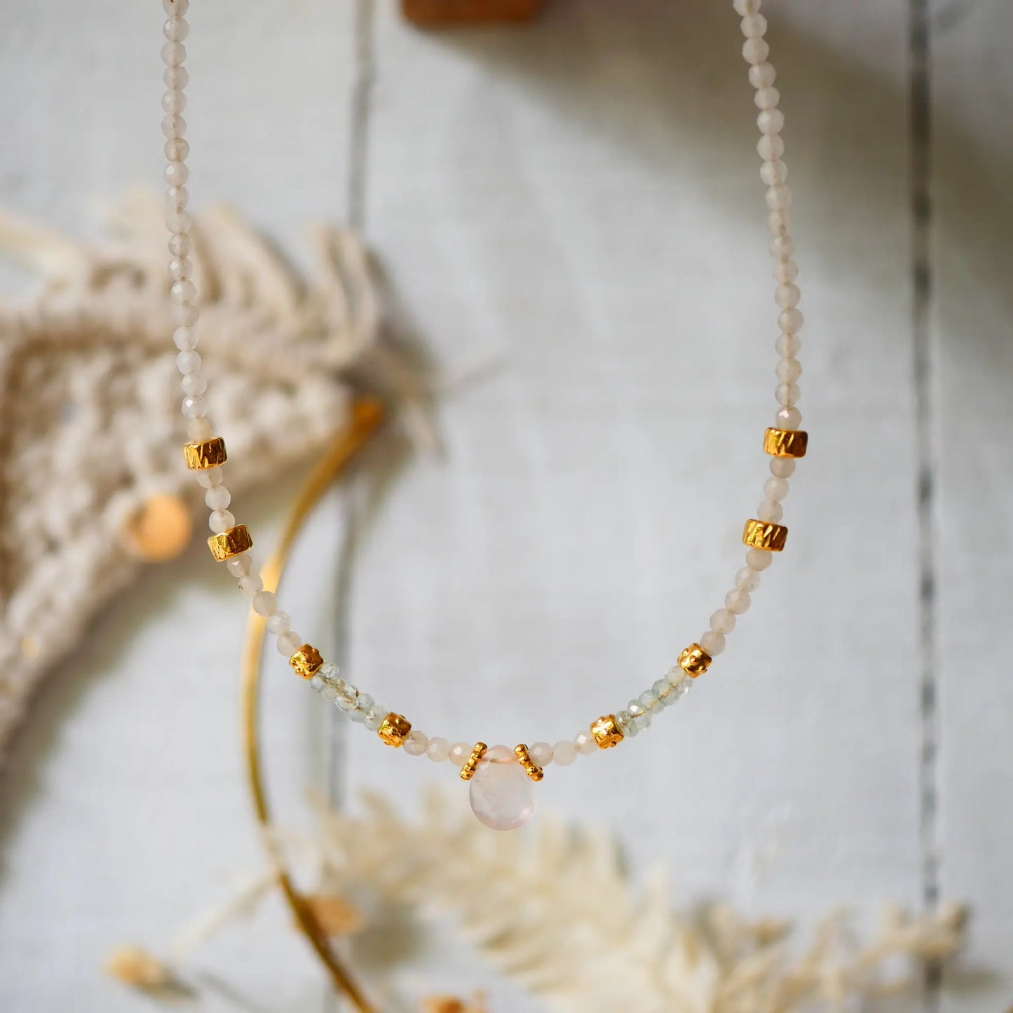 Rose Quartz and Moonstone Necklace