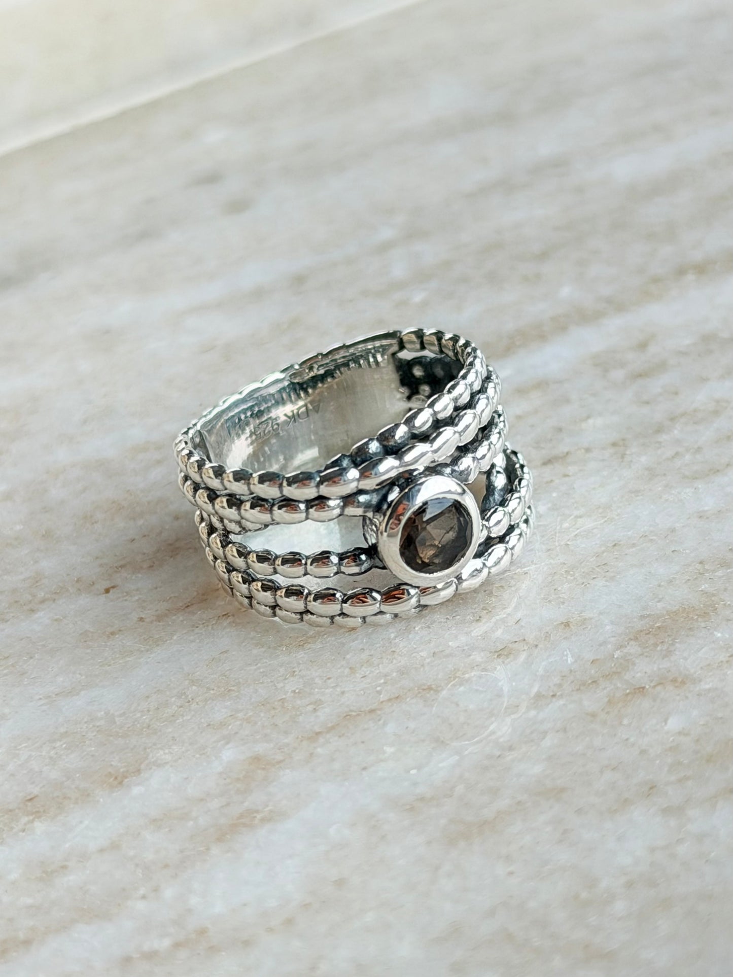 Silver ring with Smoky Quartz
