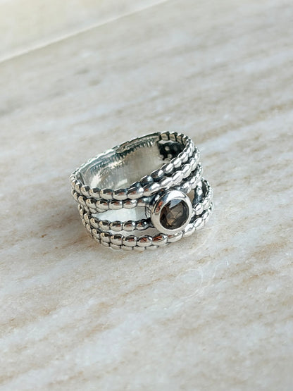 Silver ring with Smoky Quartz