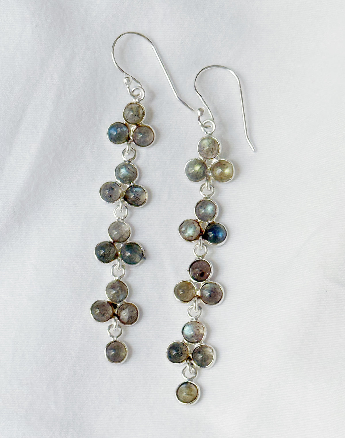 Silver earrings with labradorite "Droplets"