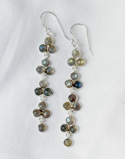 Silver earrings with labradorite "Droplets"