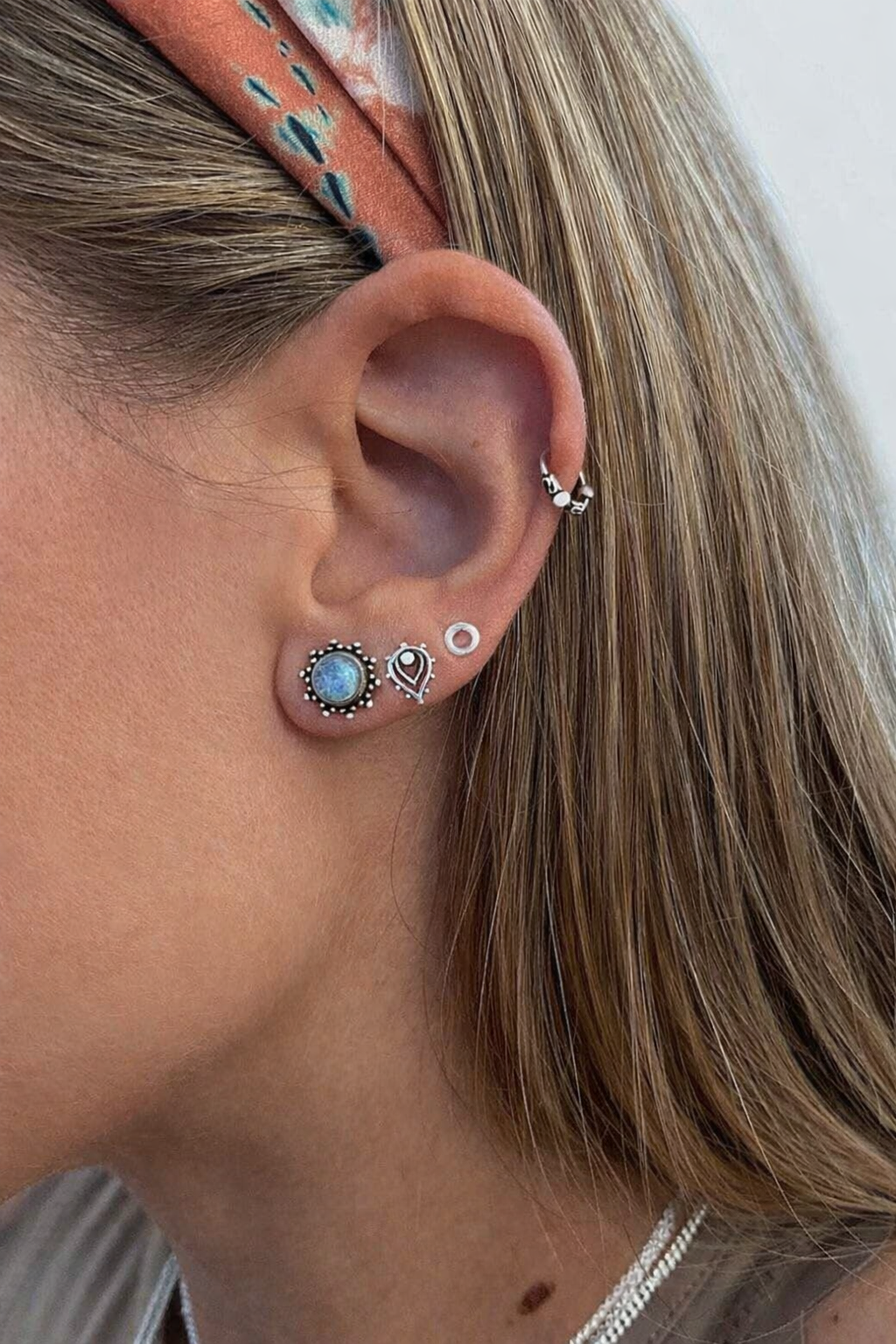 Sidabriniai auskarai "Labradorito žvaigždės"