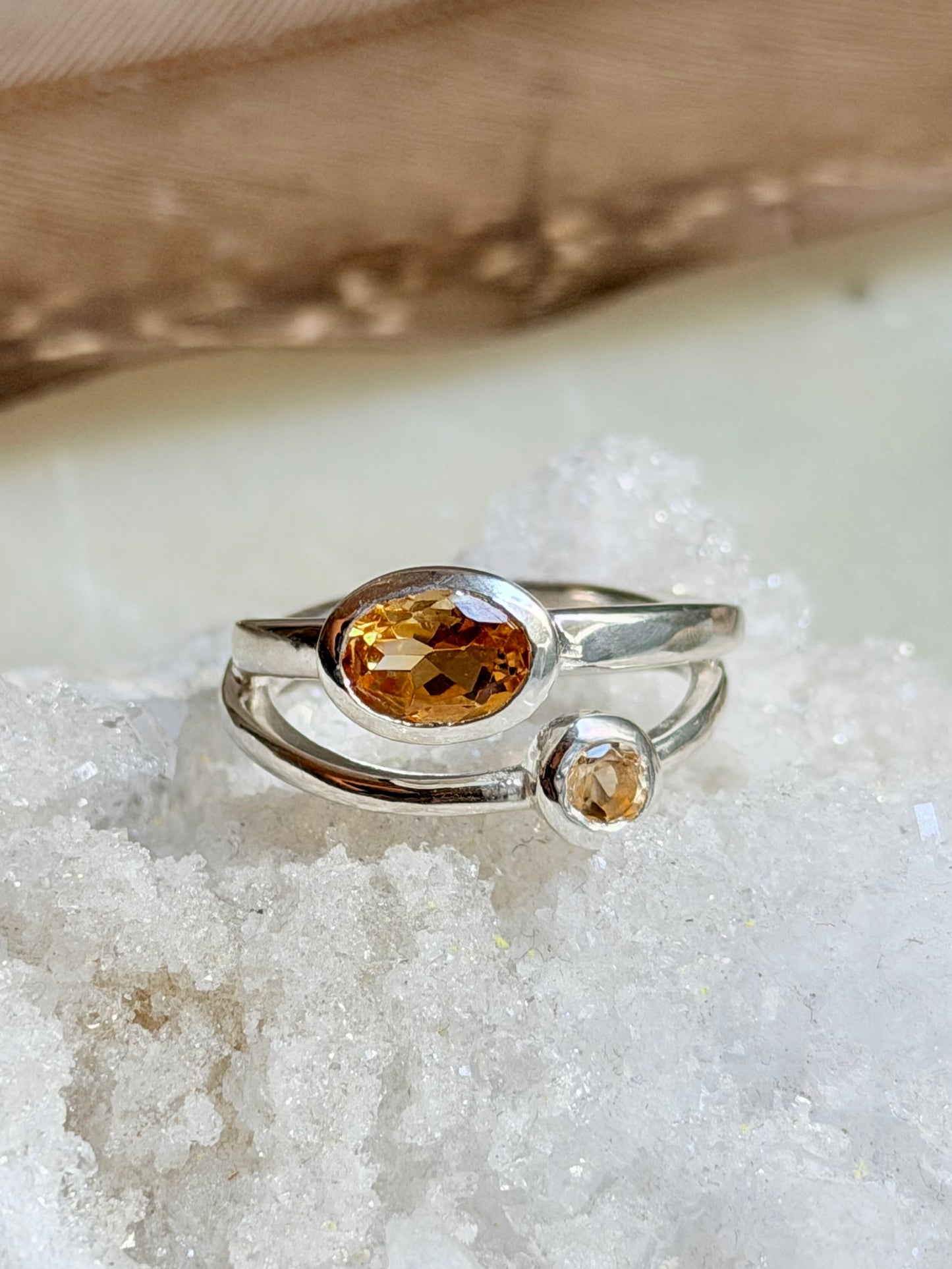 Silver ring with Citrine "Duo"