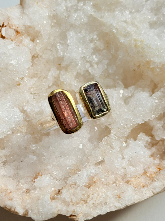 Sidabrinis žiedas su arbūziniu turmalinu / 22 dydis