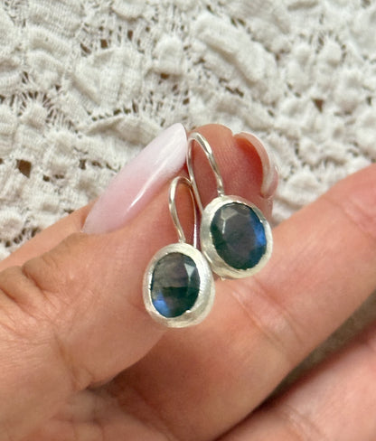 Silver earrings with labradorite