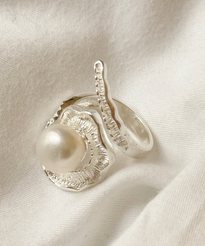 Silver ring with pearl "Birth of the Goddess"