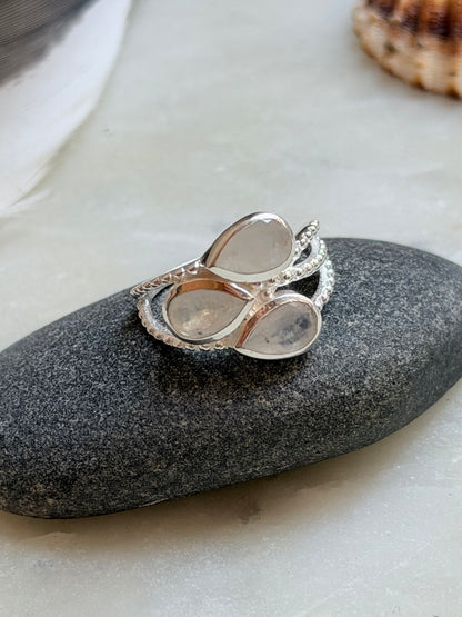Silver ring with Moonstone "Droplets"