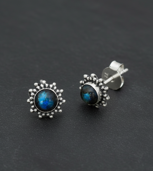 Sidabriniai auskarai "Labradorito žvaigždės"