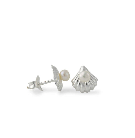 Mini silver earrings with pearls