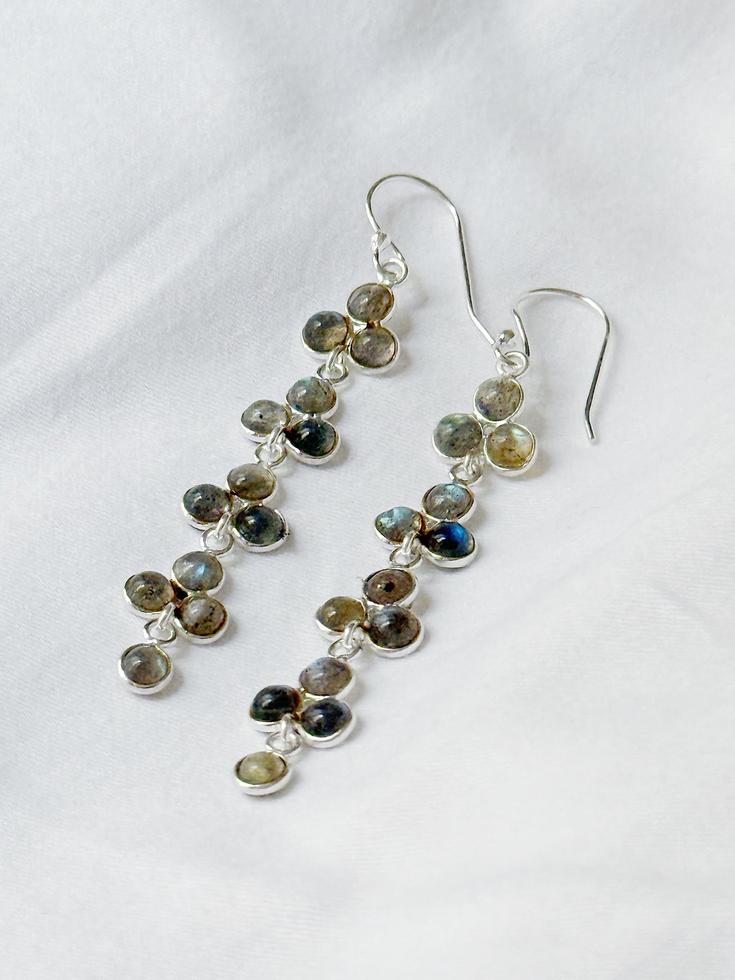 Silver earrings with labradorite "Droplets"