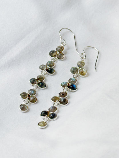 Silver earrings with labradorite "Droplets"